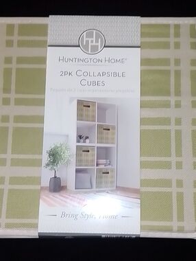 Huntington Home Green Plaid Collapsible Storage Cubes - 2 Pack